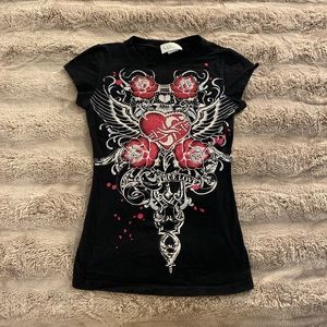 Vintage Y2k Ed hardy style graphic tee
